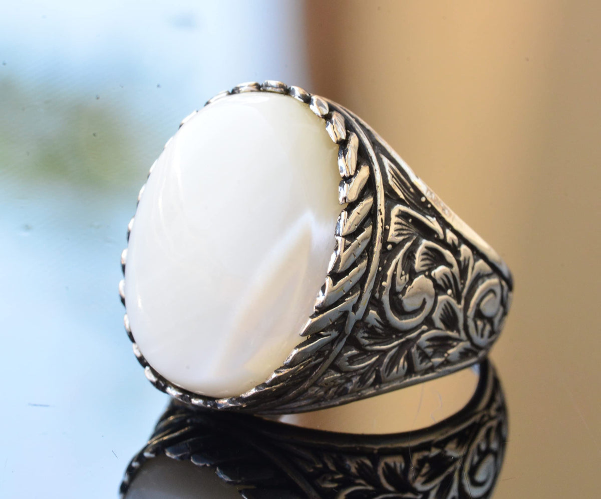 925 Sterling Silver Ring - Ring with Natural Pearl Stone — 3