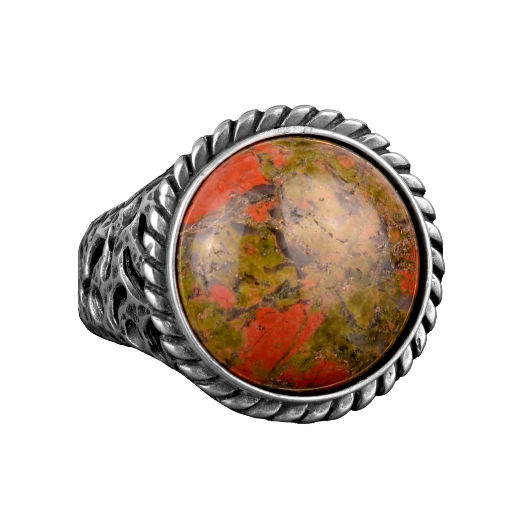 Unakite Natural Stone Silver Ring, Silver Ring, Handmade Stone Ring