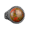 Unakite Natural Stone Silver Ring, Silver Ring, Handmade Stone Ring