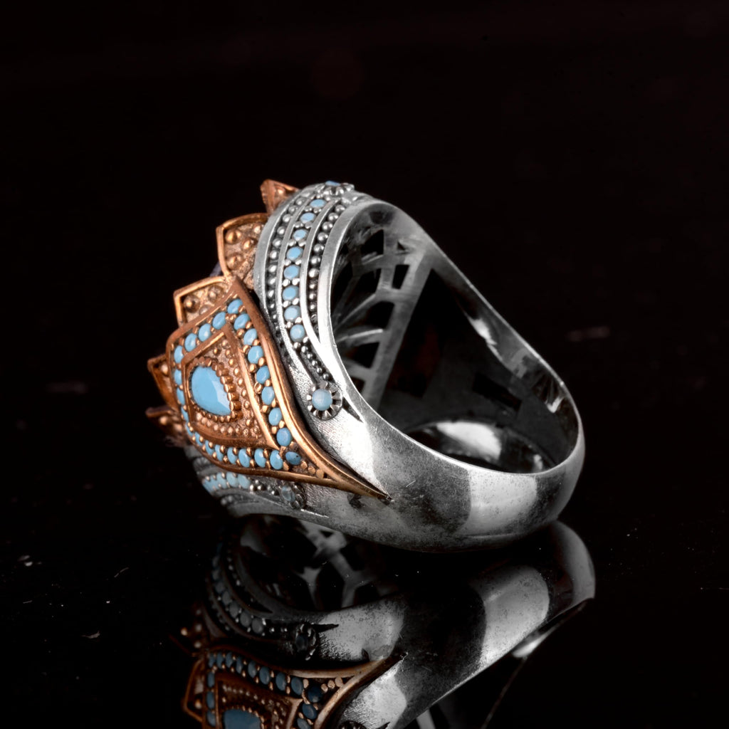 Natural Sapphire Stone Ring, 925 Sterling Silver Men's Ring (Model-2) — 7
