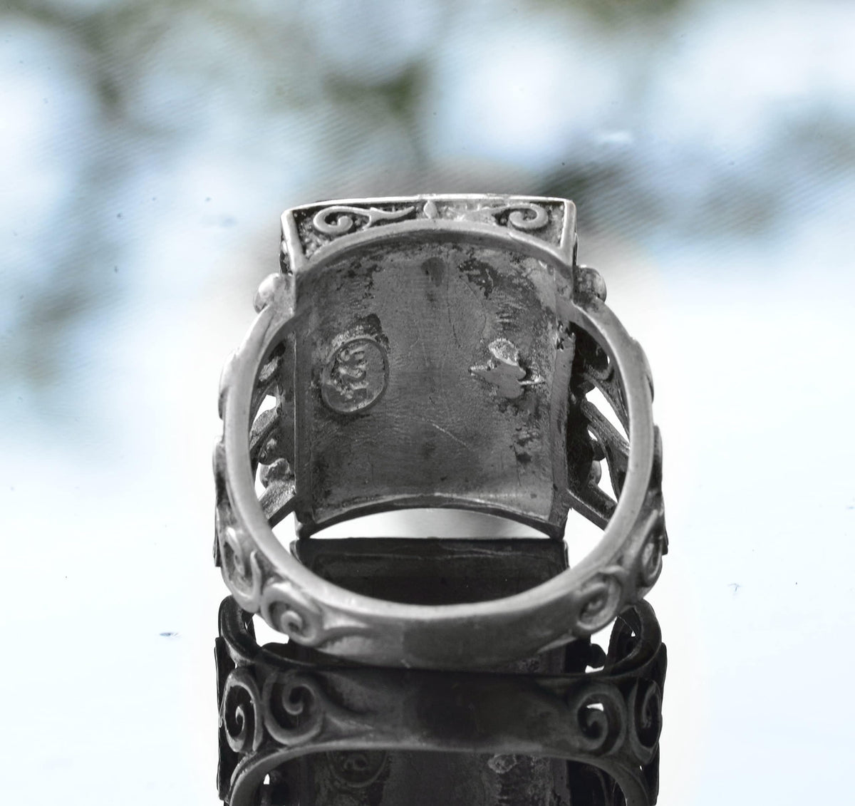 KAMBO Natural Obsidian Gemstone Ring, Handcrafted Ring, Silver Ring, Black — 8