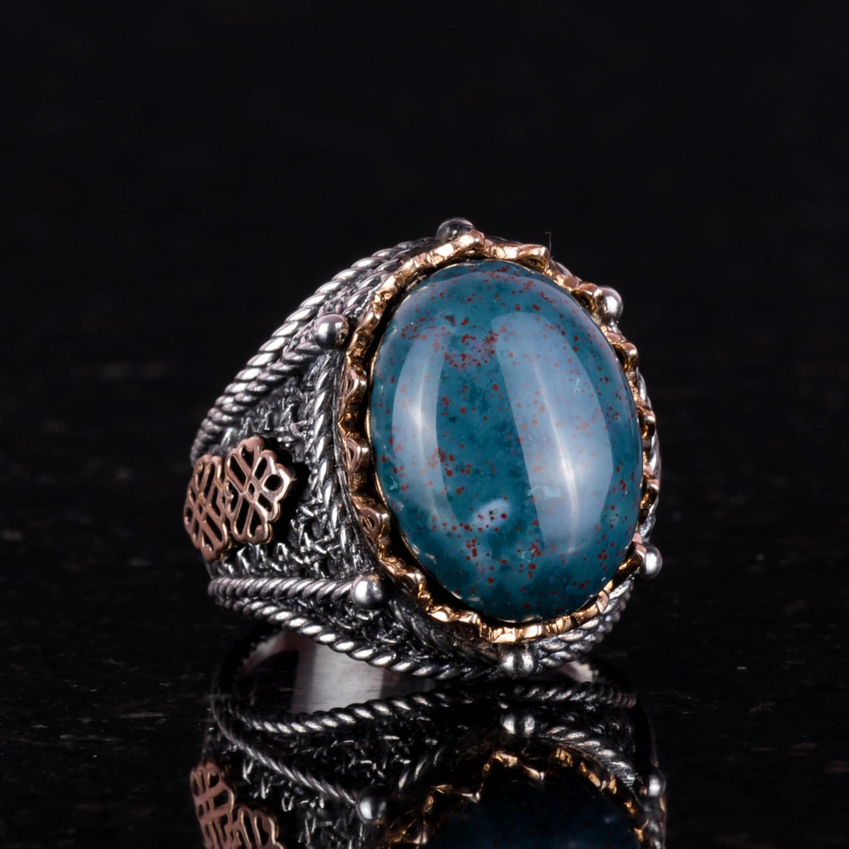 925 Sterling Silver Ring - Green Bloodstone — 4