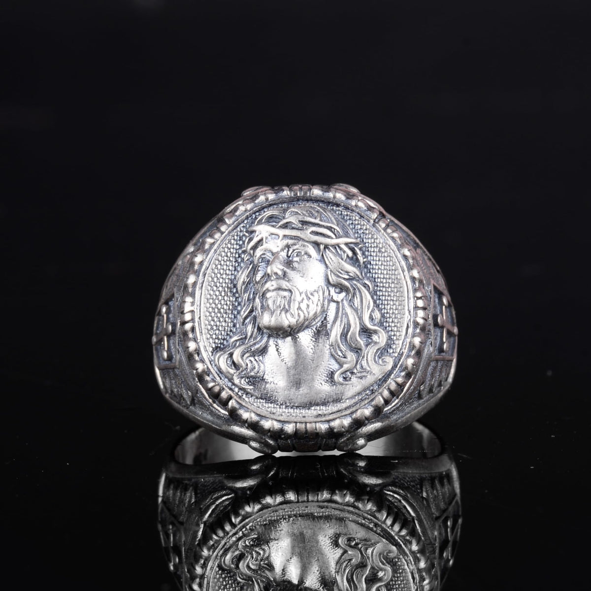 KAMBO 925 Sterling Silver Men's Jesus Christ Ring – Cross Symbol Design – Handmade Christian Religious Jewelry — 4
