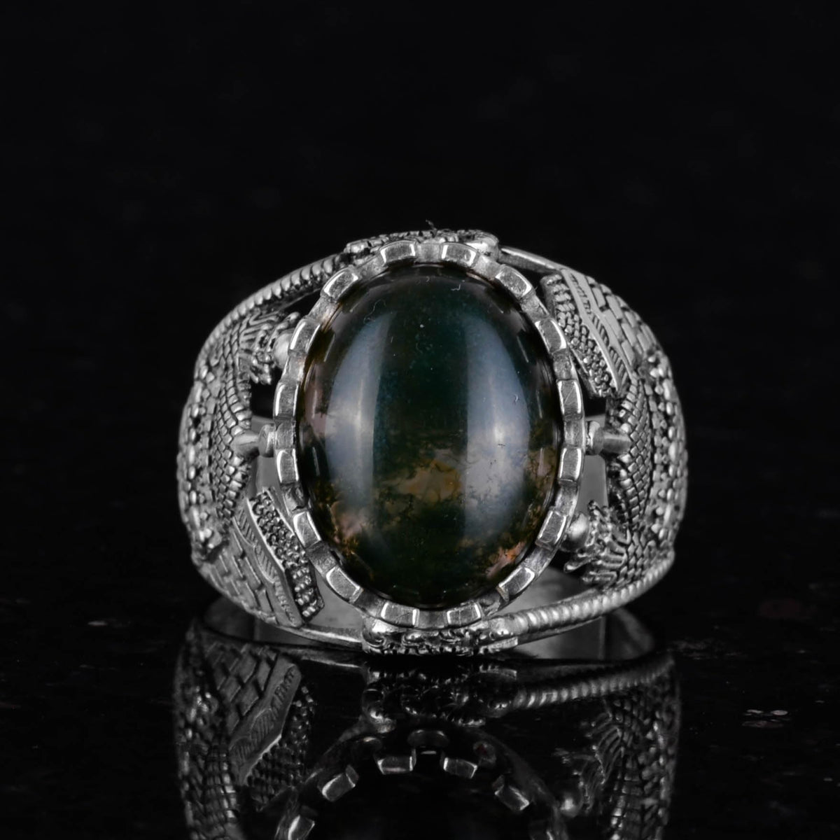 Natural Straw Agate Stone Ring, 925 Sterling Silver Men's Ring, Handcrafted Elegance — 3