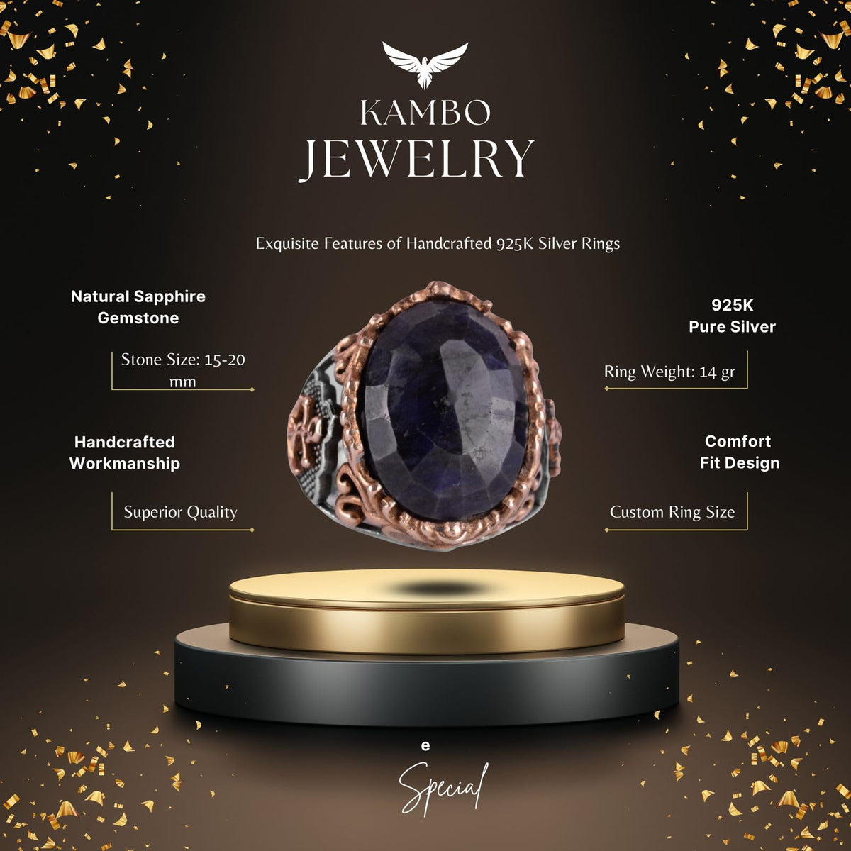 Natural Blue Sapphire Stone Ring — 2