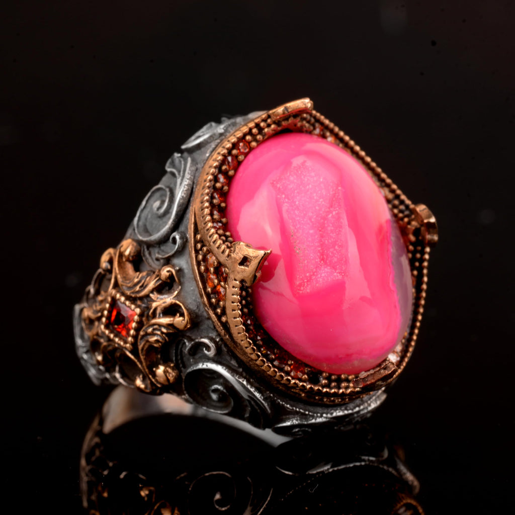 Natural Drusy Crystal Quartz Ring, 925 Sterling Silver — 4