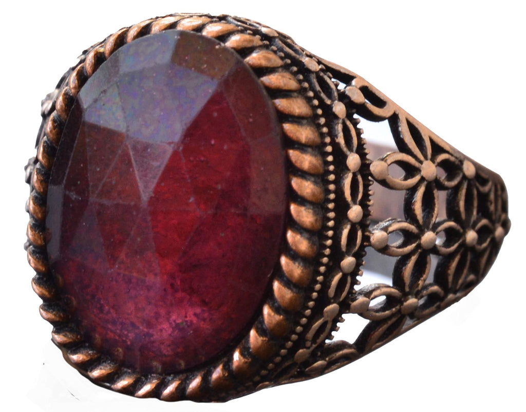 Silver Men's Ring with Natural Garnet Stone