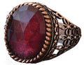Silver Men's Ring with Natural Garnet Stone