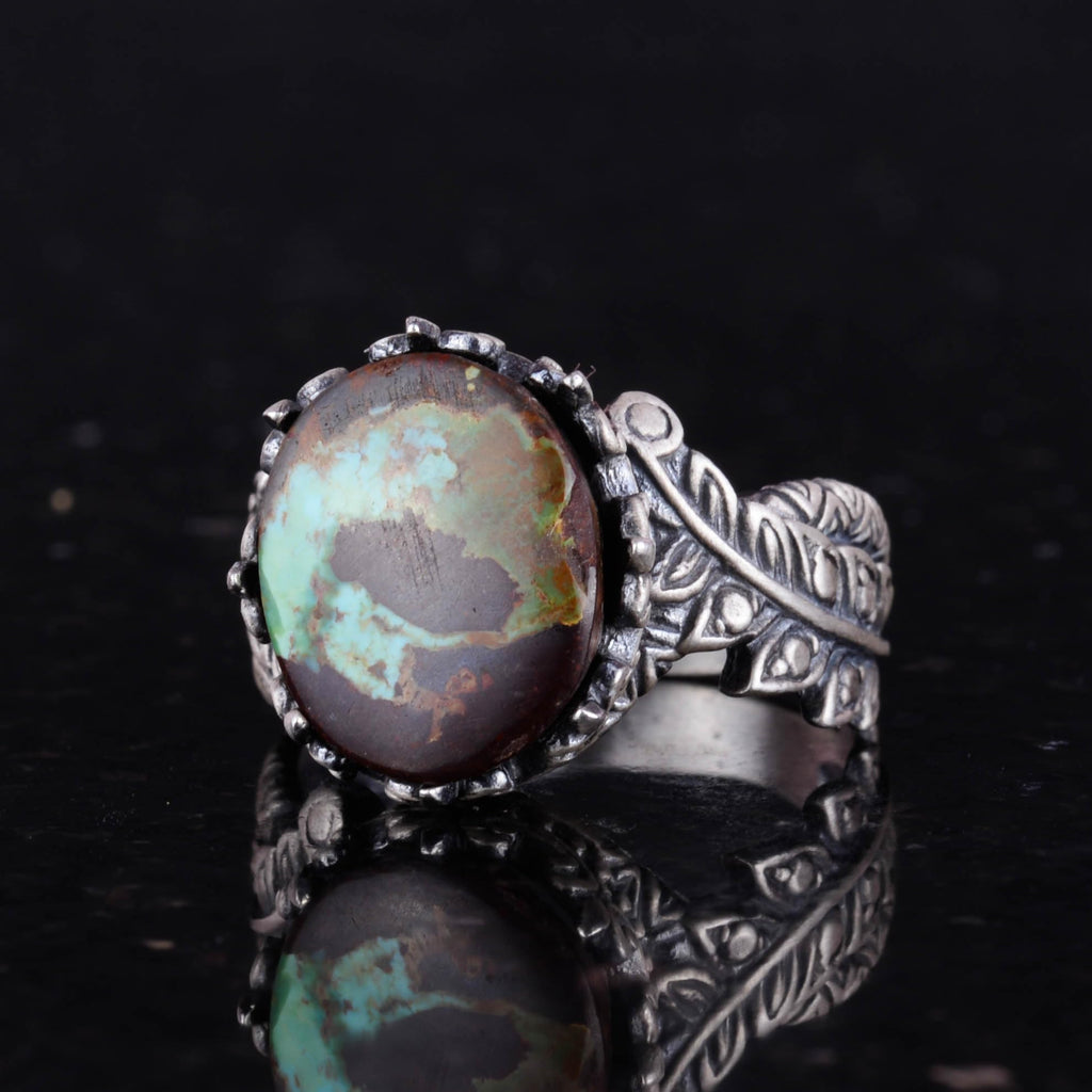 Natural Arizona Turquoise Stone Ring, 925 Sterling Silver Ring, Minimalist Handcrafted Ring (Model-7) — 5