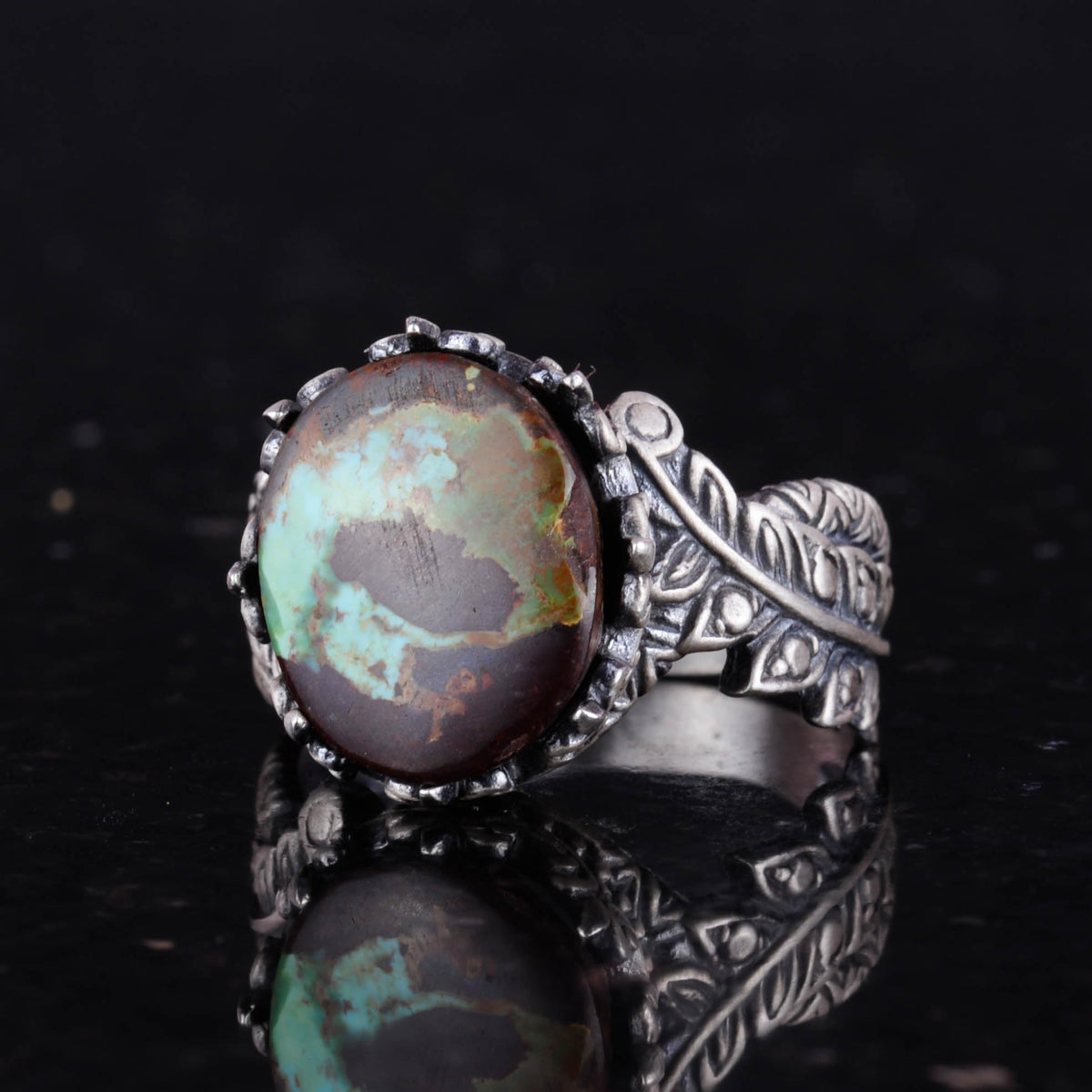 Natural Arizona Turquoise Stone Ring, 925 Sterling Silver Ring, Minimalist Handcrafted Ring (Model-7) — 5
