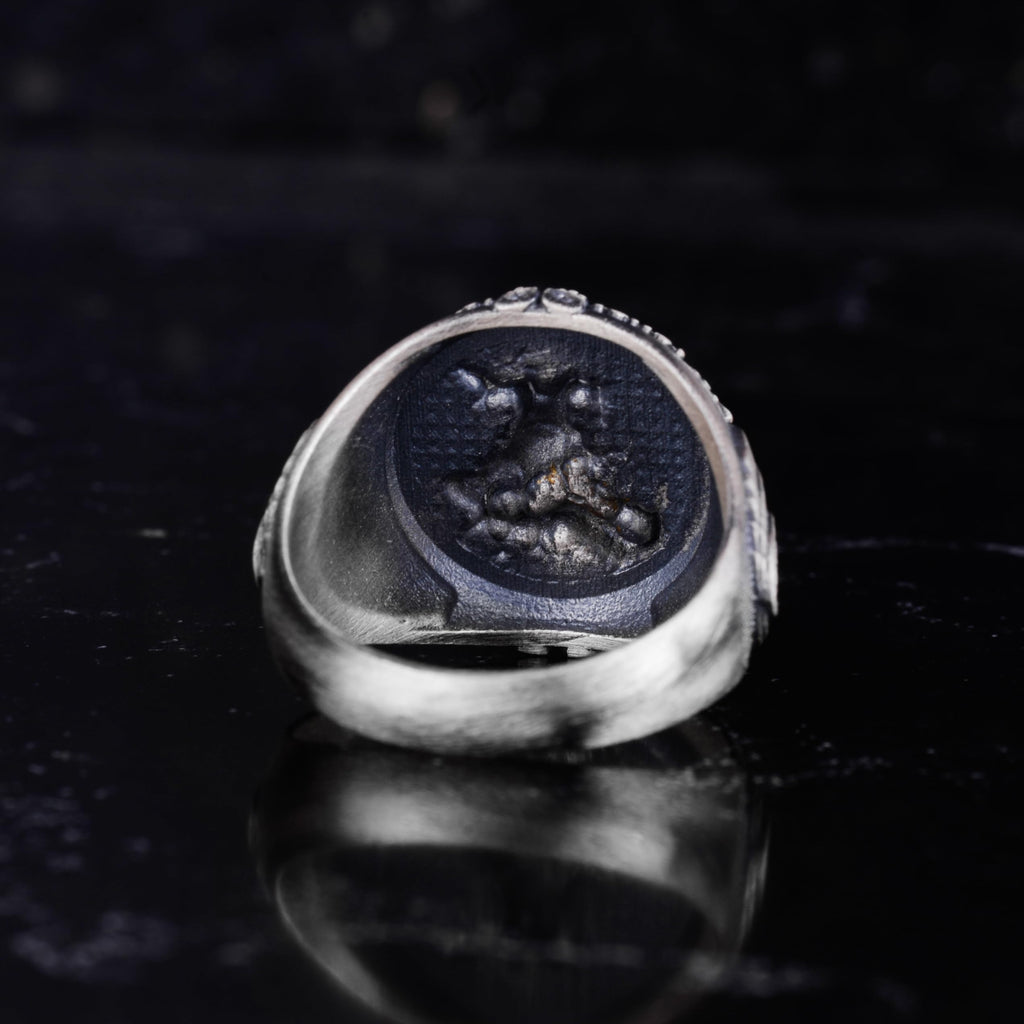 KAMBO 925 Sterling Silver St George and Dragon Men's Ring – Handmade Medieval Knight Seal Ring – Solid Silver Artisan Jewelry — 6