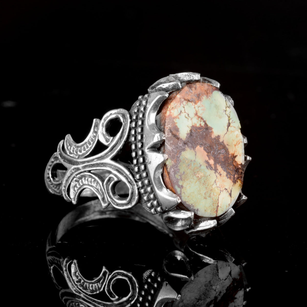 Natural Arizona Turquoise Stone Ring (Model-6) — 4