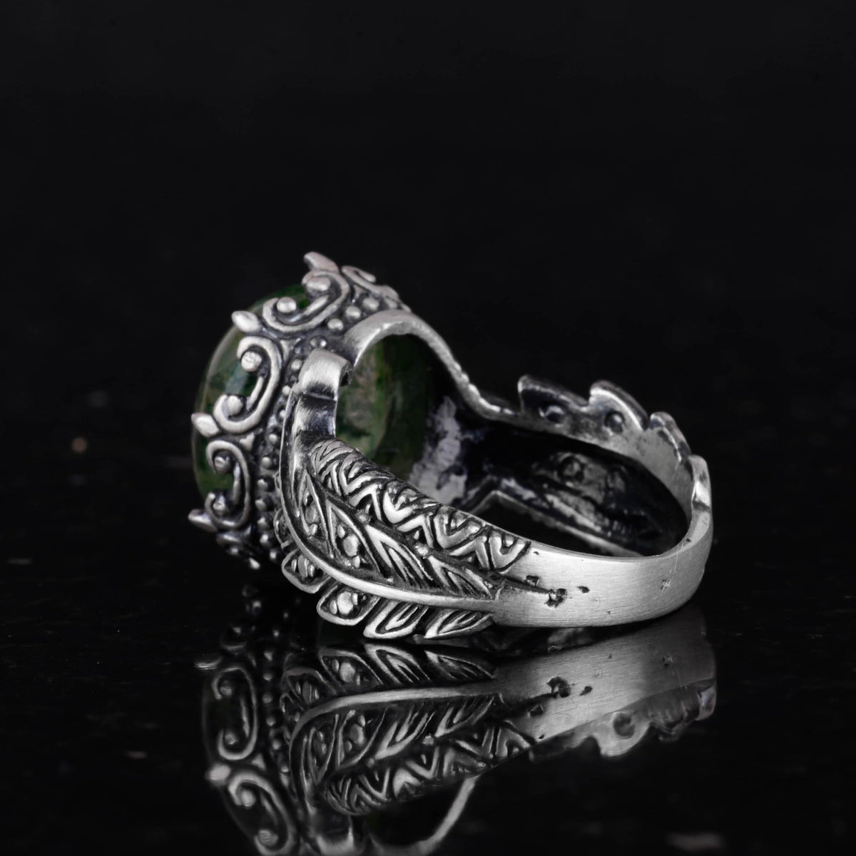 Natural Emerald Stone Ring - Handmade 925 Sterling Silver Jewelry — 7