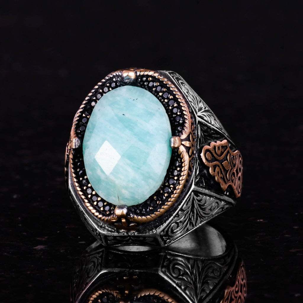 925 Sterling Silver Ring - Natural Amazonite Stone Ring — 5