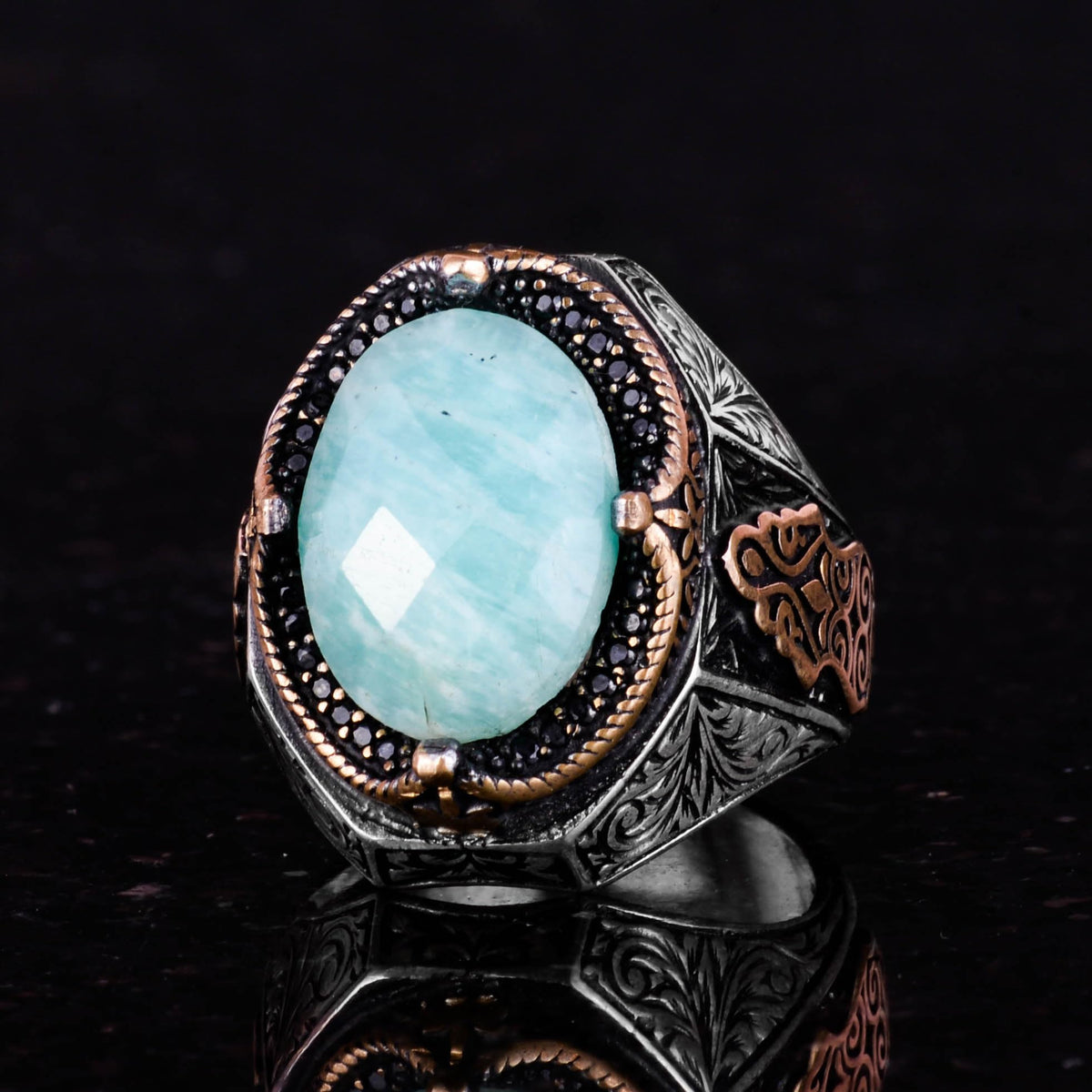 925 Sterling Silver Ring - Natural Amazonite Stone Ring — 5