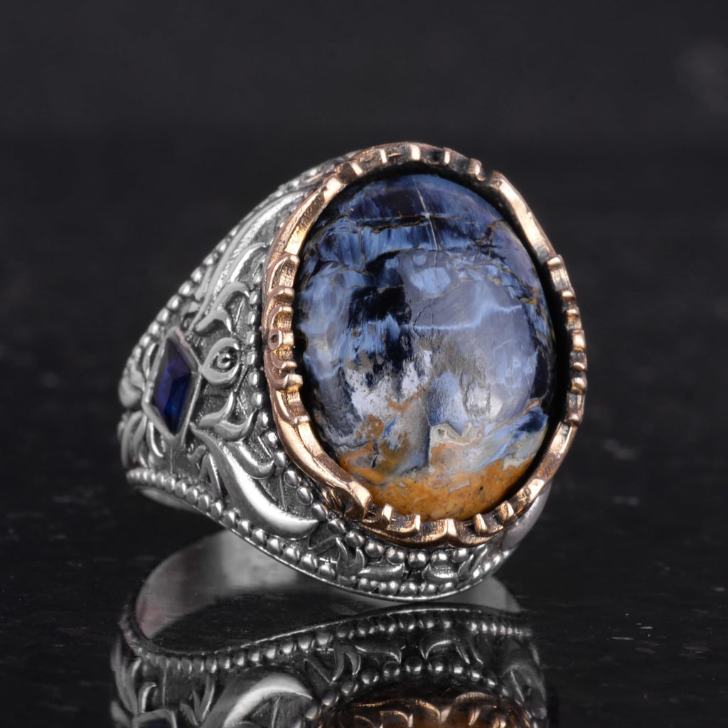 Natural Pietersite Stone Ring - 925 Sterling Silver Handmade Ring — 5