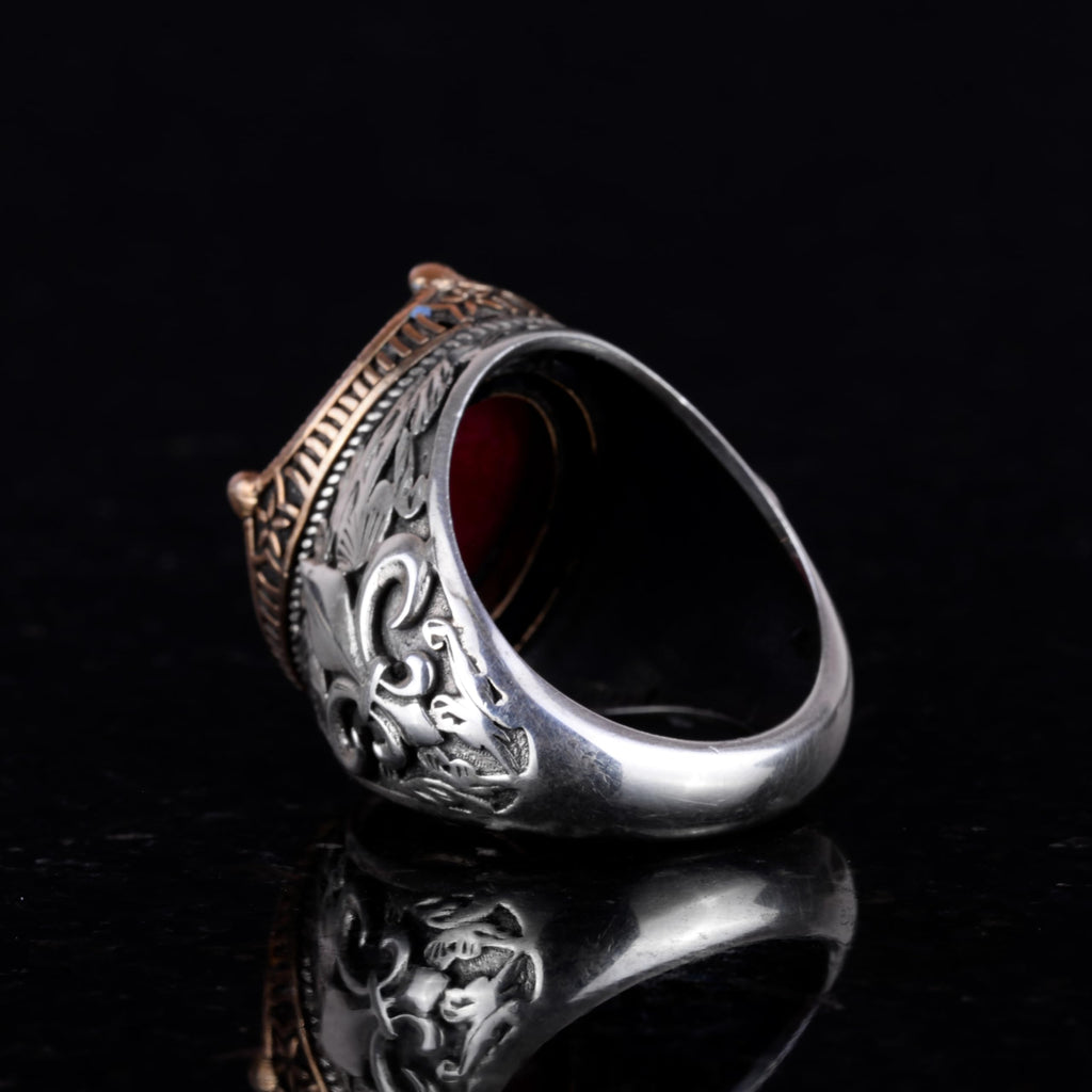 925K Silver Handmade Men's Ring - Available with Different Natural Stones (Cabochon Ruby) — 6