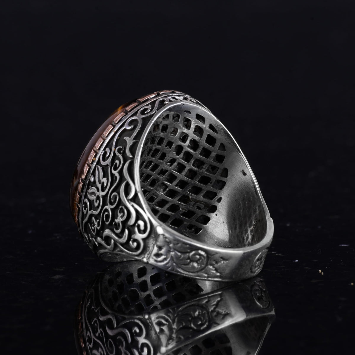 Handmade Tiger's Eye Stone Ring, Sultan Ring, 925 Sterling Silver Men's Ring — 5