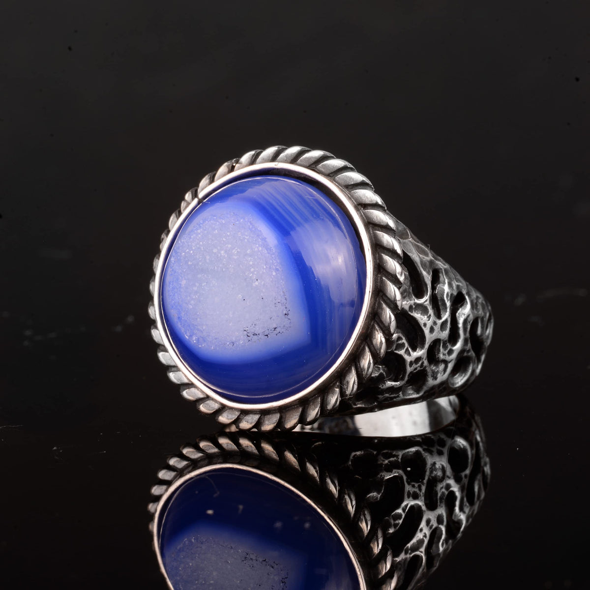 925 Sterling Silver Ring with Natural Druzy Quartz Stone (Model-2) — 4