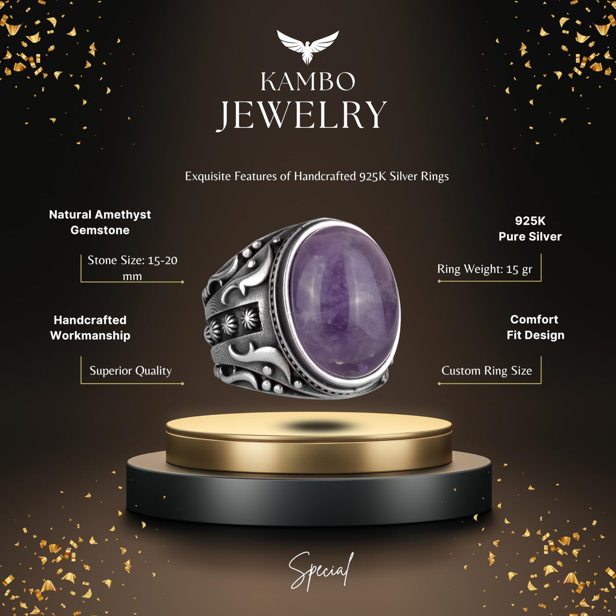 Natural Amethyst Stone Ring — 2