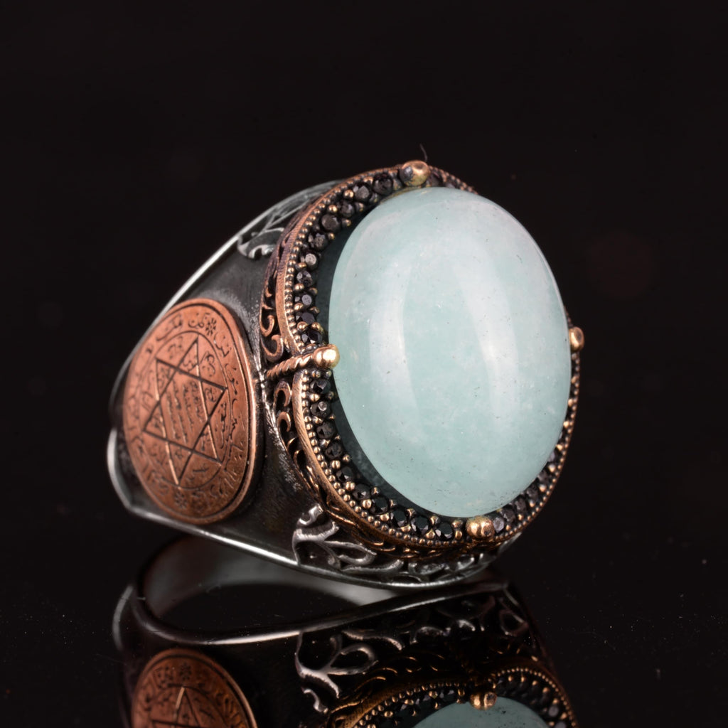 Star of David Ring, Natural Chalcedony Stone Ring, 925 Sterling Silver Ring — 3
