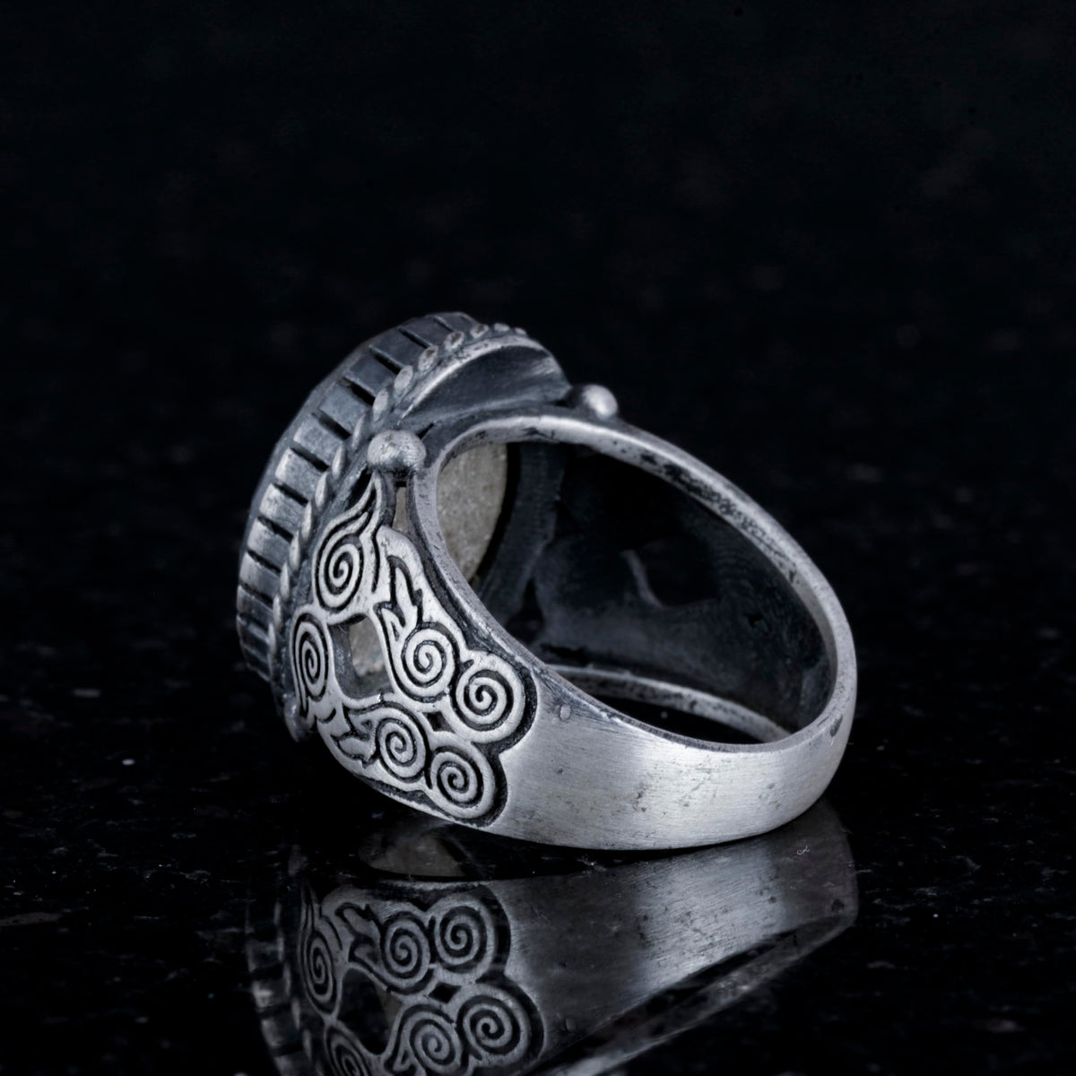 Sapphire Natural Stone Ring, 925 Sterling Silver Men's Ring, Blue Sapphire Stone Silver Ring — 5