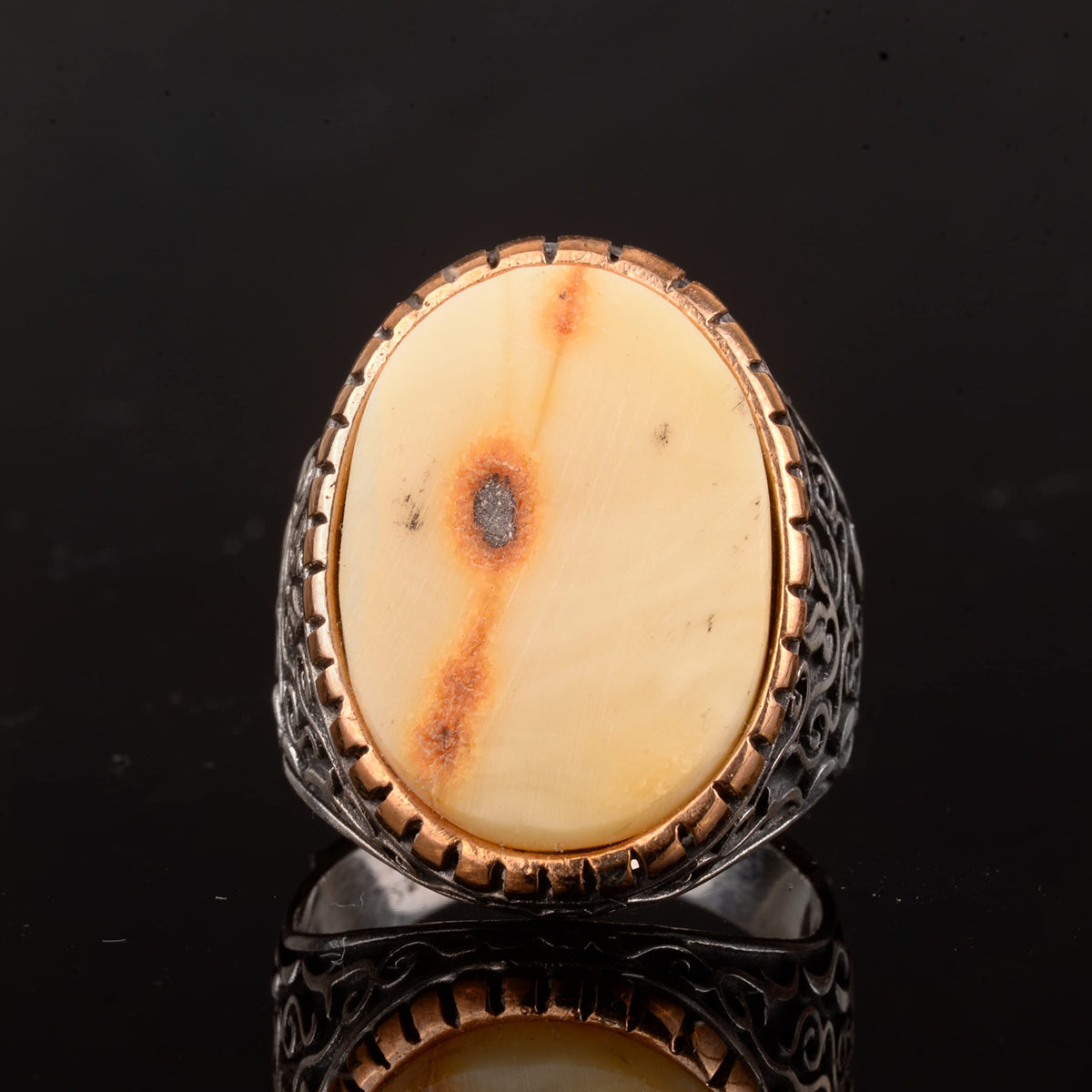 Natural Amber Stone Ring, 925 Sterling Silver Ring (Model-3) — 3