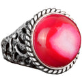 925 Sterling Silver Ring - Natural Druzy Quartz (Red)