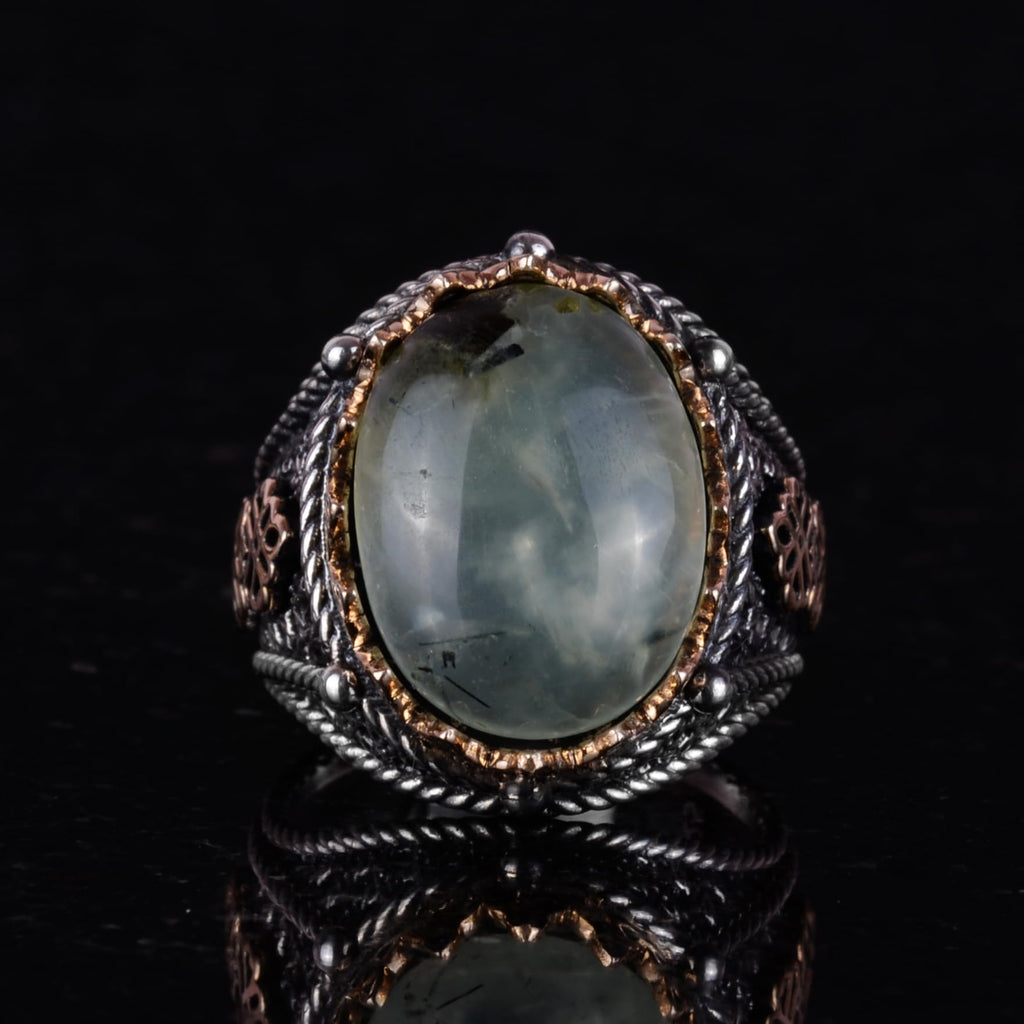Natural Prehnite Jade Ring — 4