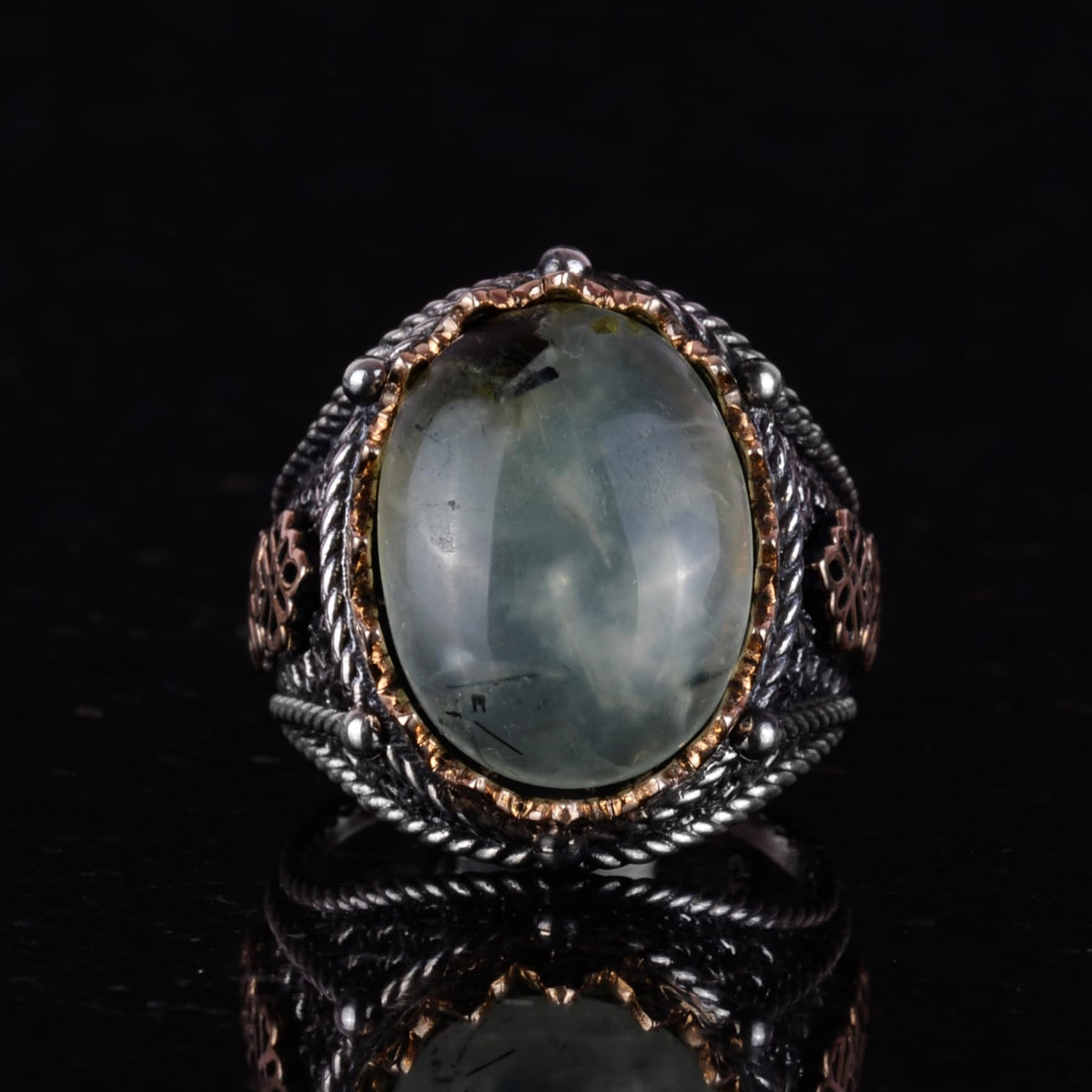 Natural Prehnite Jade Ring — 4