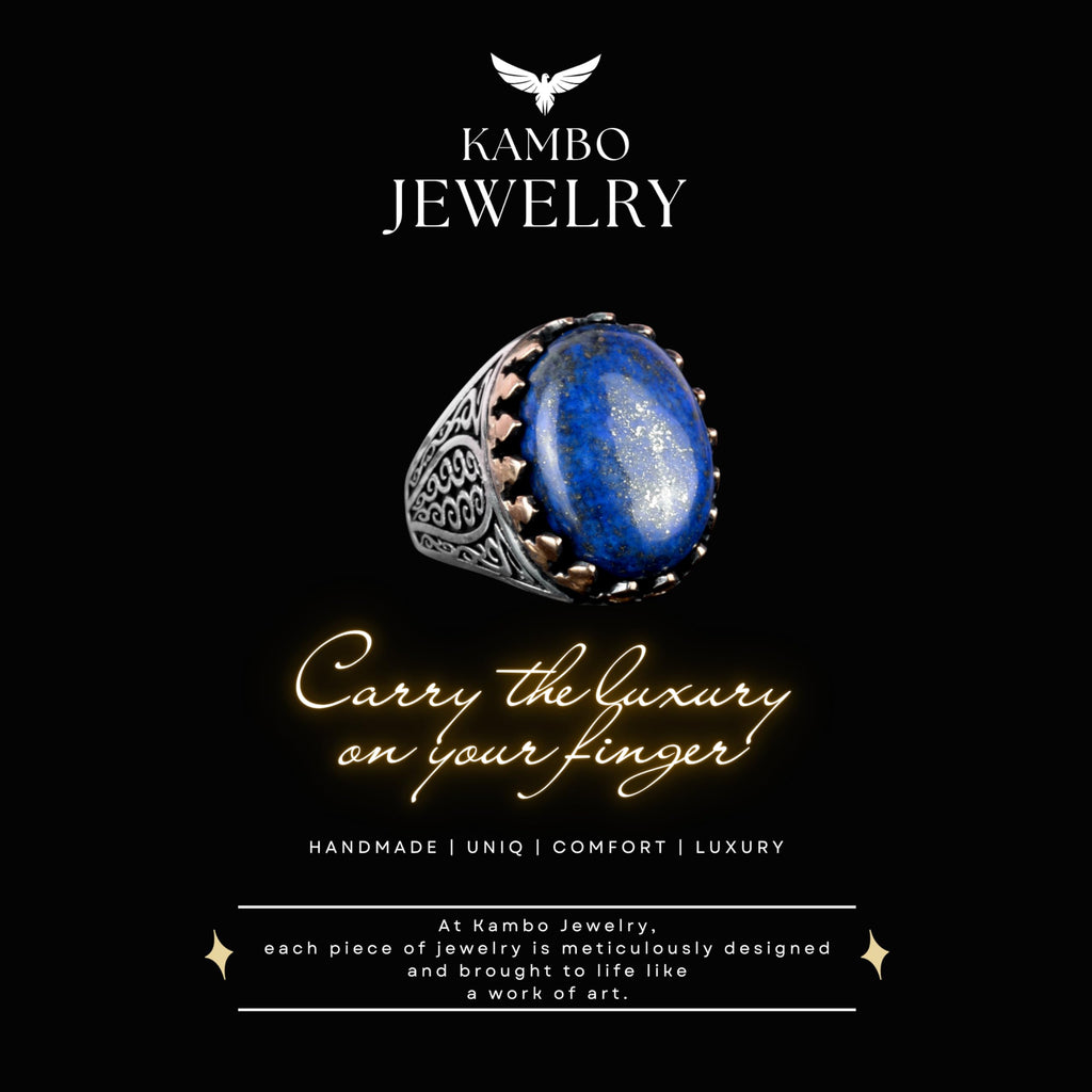 925 Sterling Silver Men's Ring - Lapis Lazuli Stone — 6