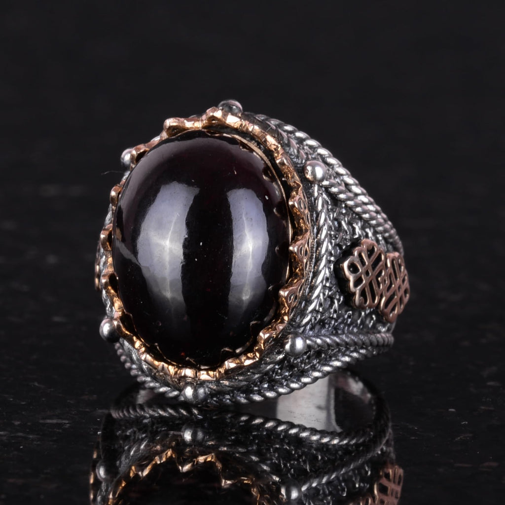 Natural Garnet Stone Silver Ring — 3
