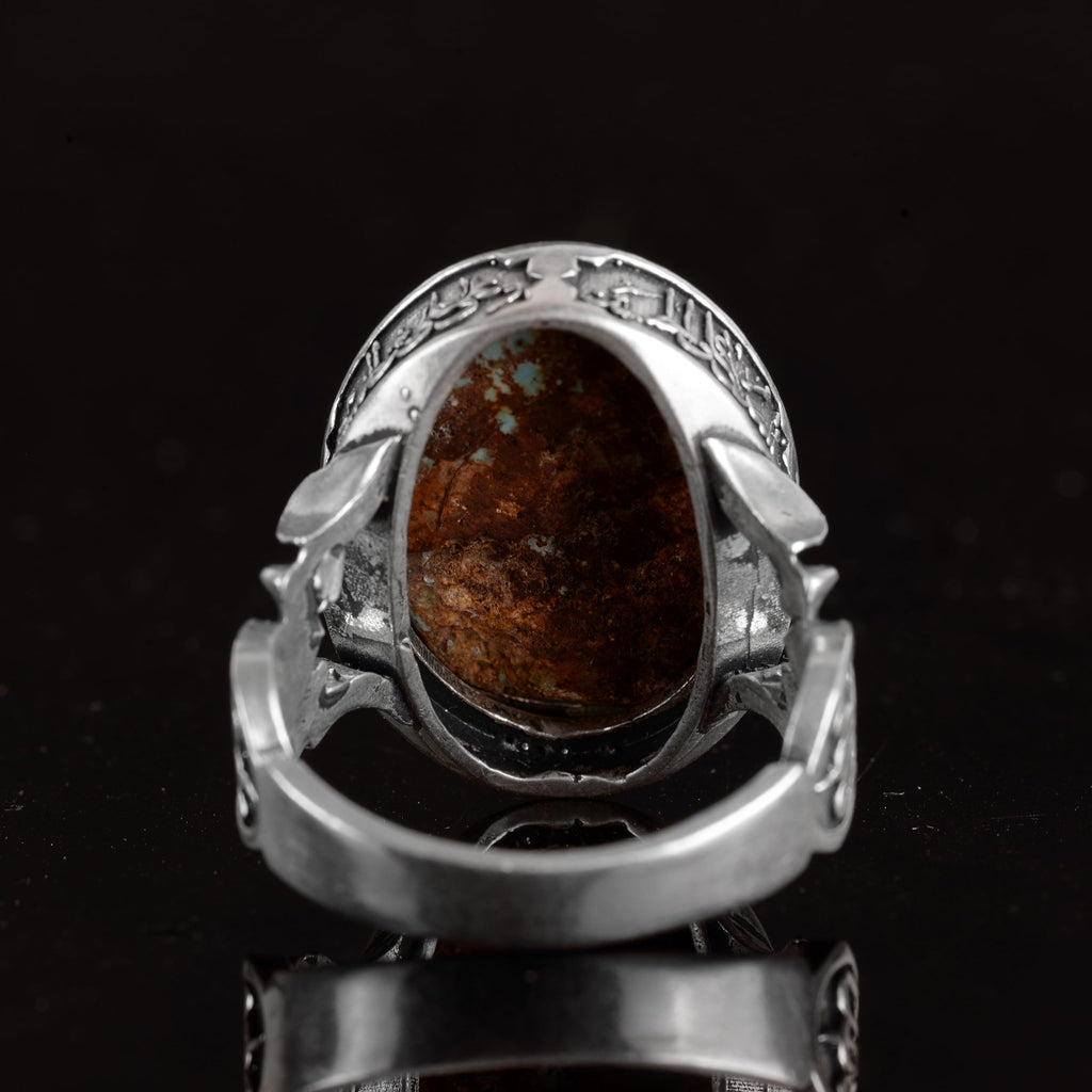 Handmade Natural Arizona Turquoise Stone Ring - 925 Sterling Silver (Model-2) — 7
