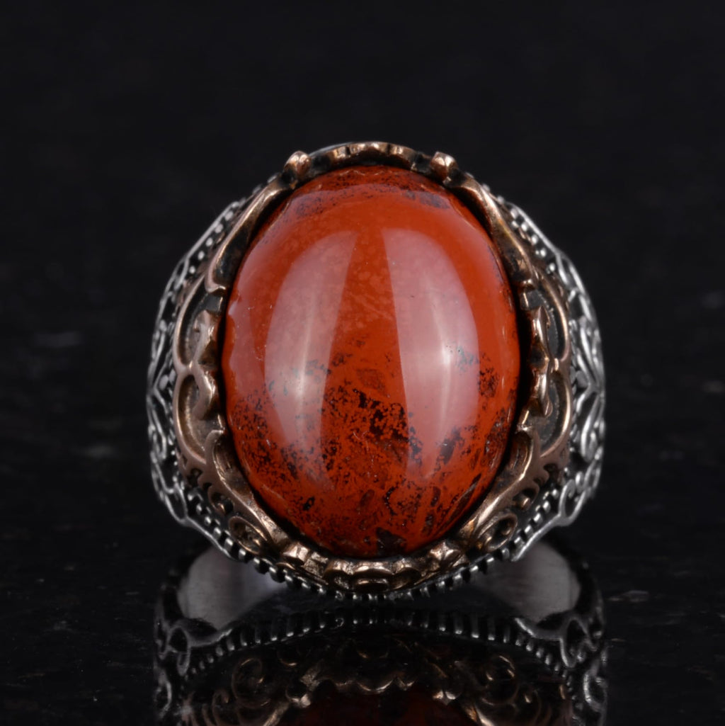 Natural Stone Handmade Ring - 925 Sterling Silver Ring (Red Bloodstone) — 4