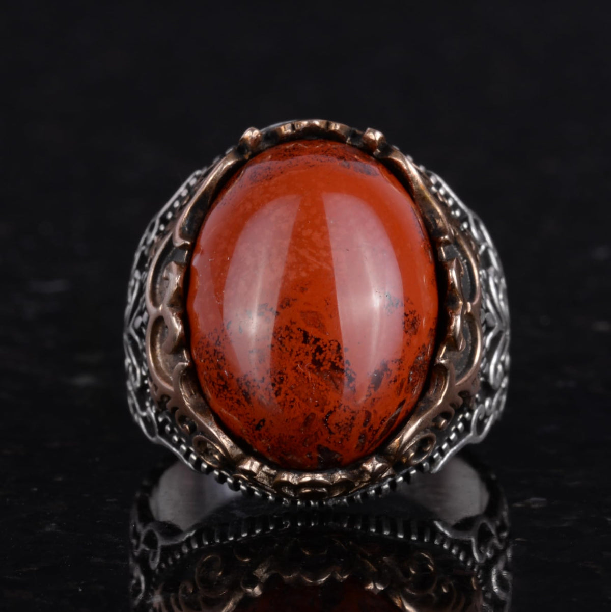 Natural Stone Handmade Ring - 925 Sterling Silver Ring (Red Bloodstone) — 4