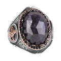 925 Sterling Silver Men's Ring - Handcrafted Elegance with Blue Sapphire Stone