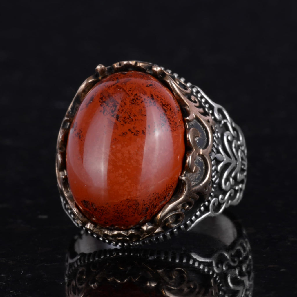 Natural Stone Handmade Ring - 925 Sterling Silver Ring (Red Bloodstone) — 6
