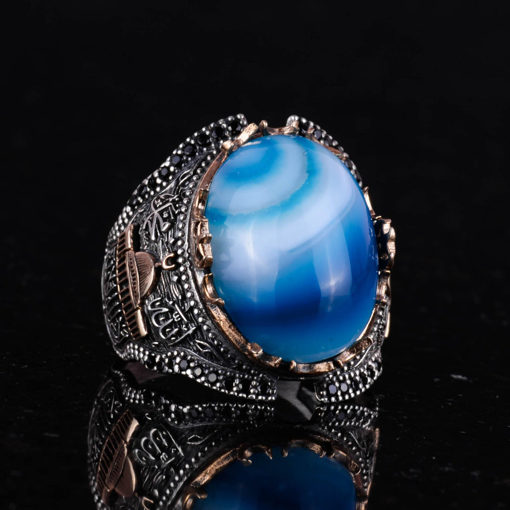 Blue Agate Stone Ring — 4