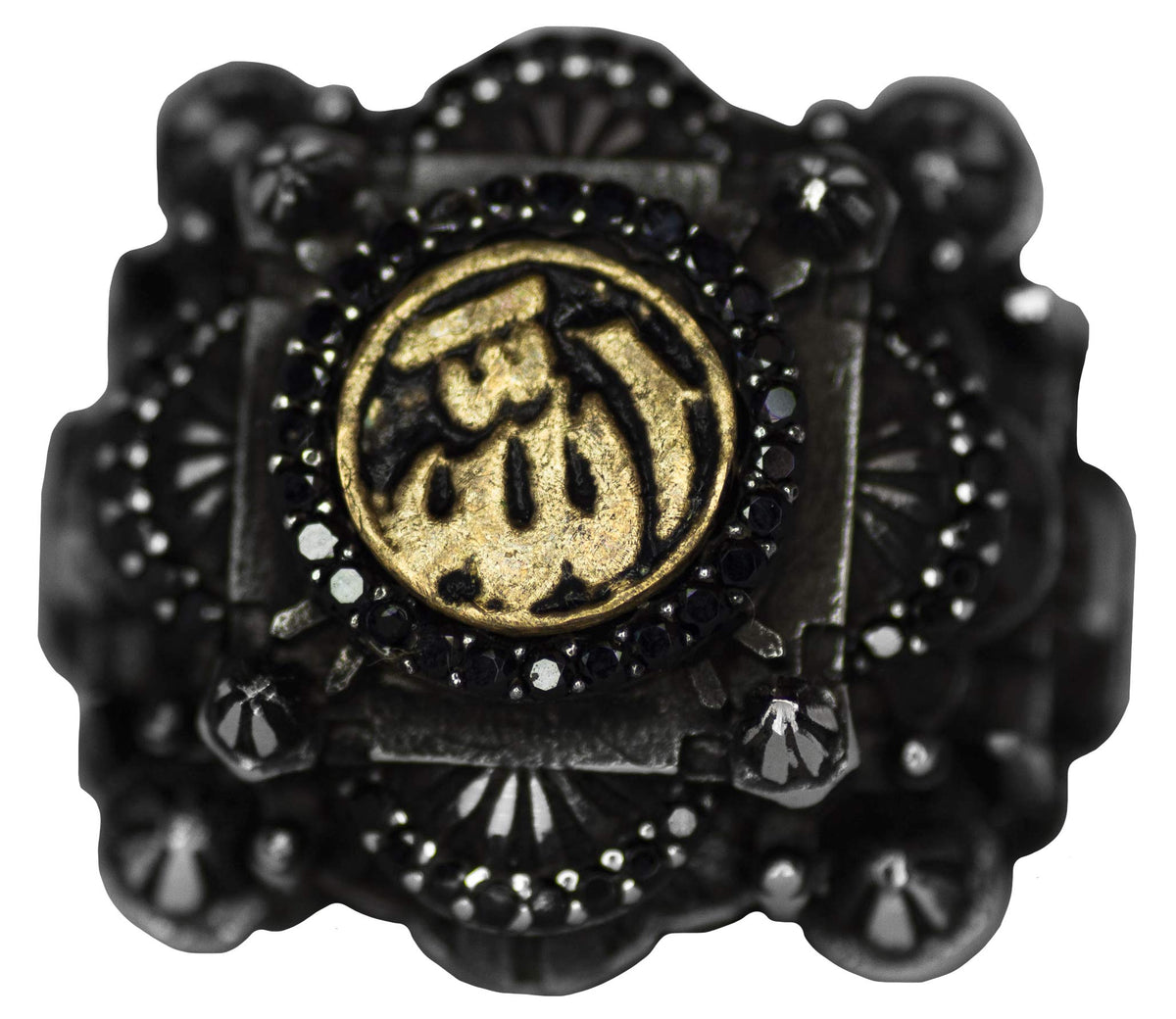 KAMBO Men's 925 Sterling Silver Ring with ALLAH Inscription - Islamic Mosque Engraved 3D Design — 8