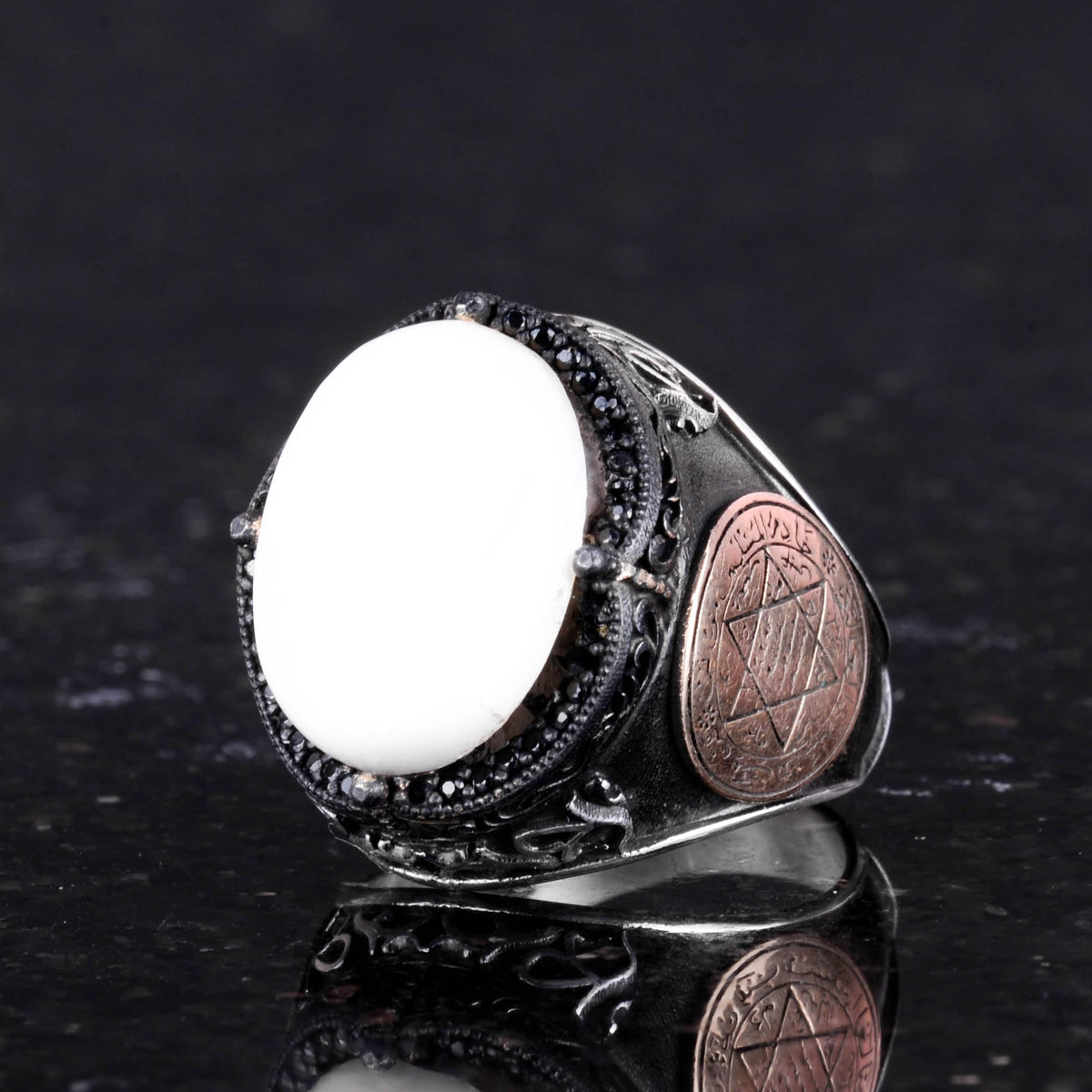 Star of David Ring, Natural Pearl Stone Ring - 925 Sterling Silver Ring — 6