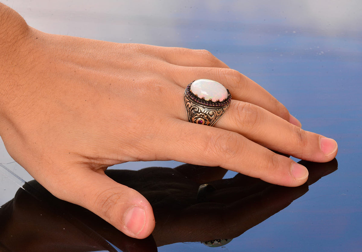 Natural Australian Opal Stone Ring, 7.55 Carat, Silver Ring — 6