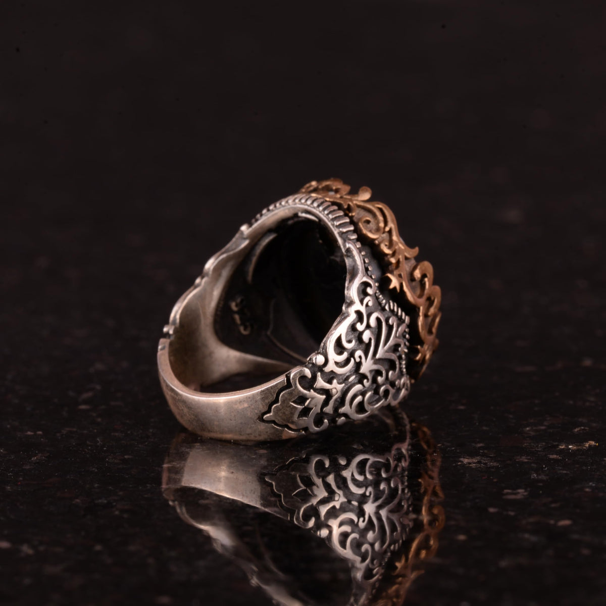 Natural Pearl Stone Ring, Mevlevi Islamic 925 Sterling Silver Men's Ring — 6