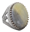 Yellow Sapphire Stone Ring, Ottoman Seal Ring, 925 Sterling Silver Ring