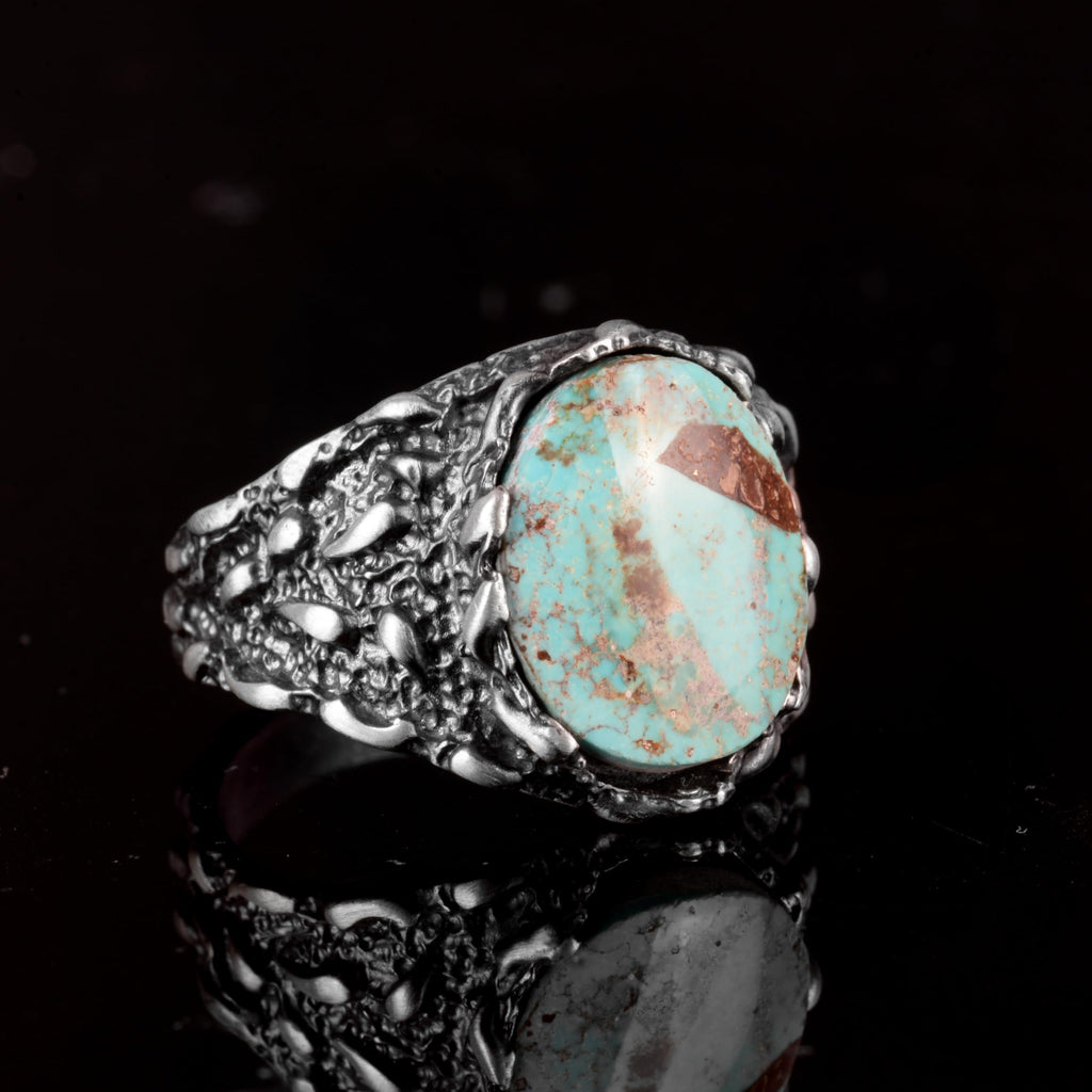 Natural Arizona Turquoise Stone Ring - 925 Sterling Silver Minimalist Ring (Model-4) — 4