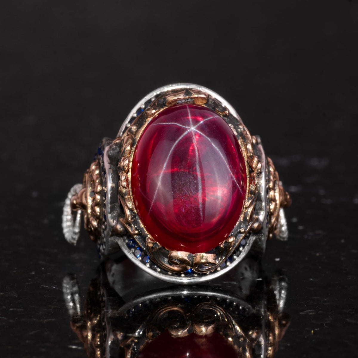 Natural Star Ruby Stone Ring - 925 Sterling Silver (Model-3) — 4