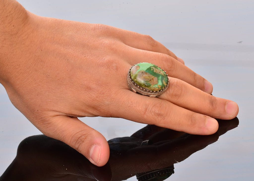 Natural Arizona Turquoise Stone Ring, Ottoman Seal Ring, 925 Sterling Silver Ring (Model-2) — 6