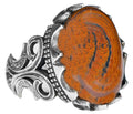 925 Sterling Silver Men's Ring with Natural Iron and Tiger Eye Stone