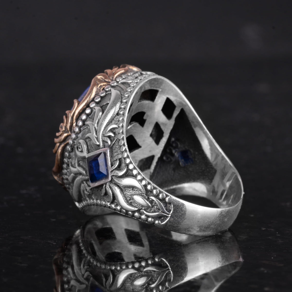 Natural Lapis Lazuli Stone Ring - 925 Sterling Silver Handmade Ring — 7
