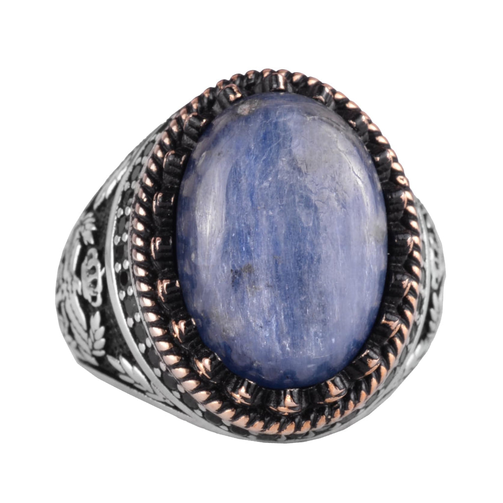 Natural Kyanite Stone Handmade Falcon Ring - 925 Sterling Silver
