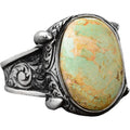 KAMBO Handmade Men's Turquoise Ring in 925 Sterling Silver, Classic Vintage Style-2 Design, Statement Healing Crystal Je